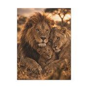 Lion Family Embrace Golden Bond Wall Art & Canvas Print
