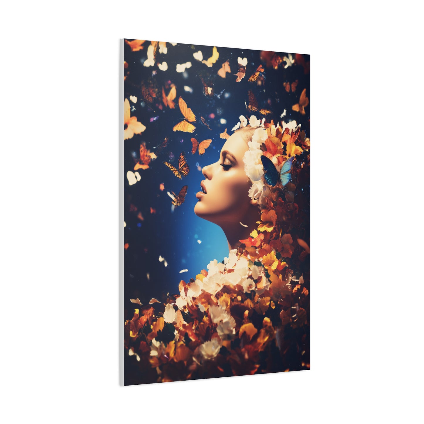 Dreamlike Floral Butterfly Portrait Wall Art & Canvas Print