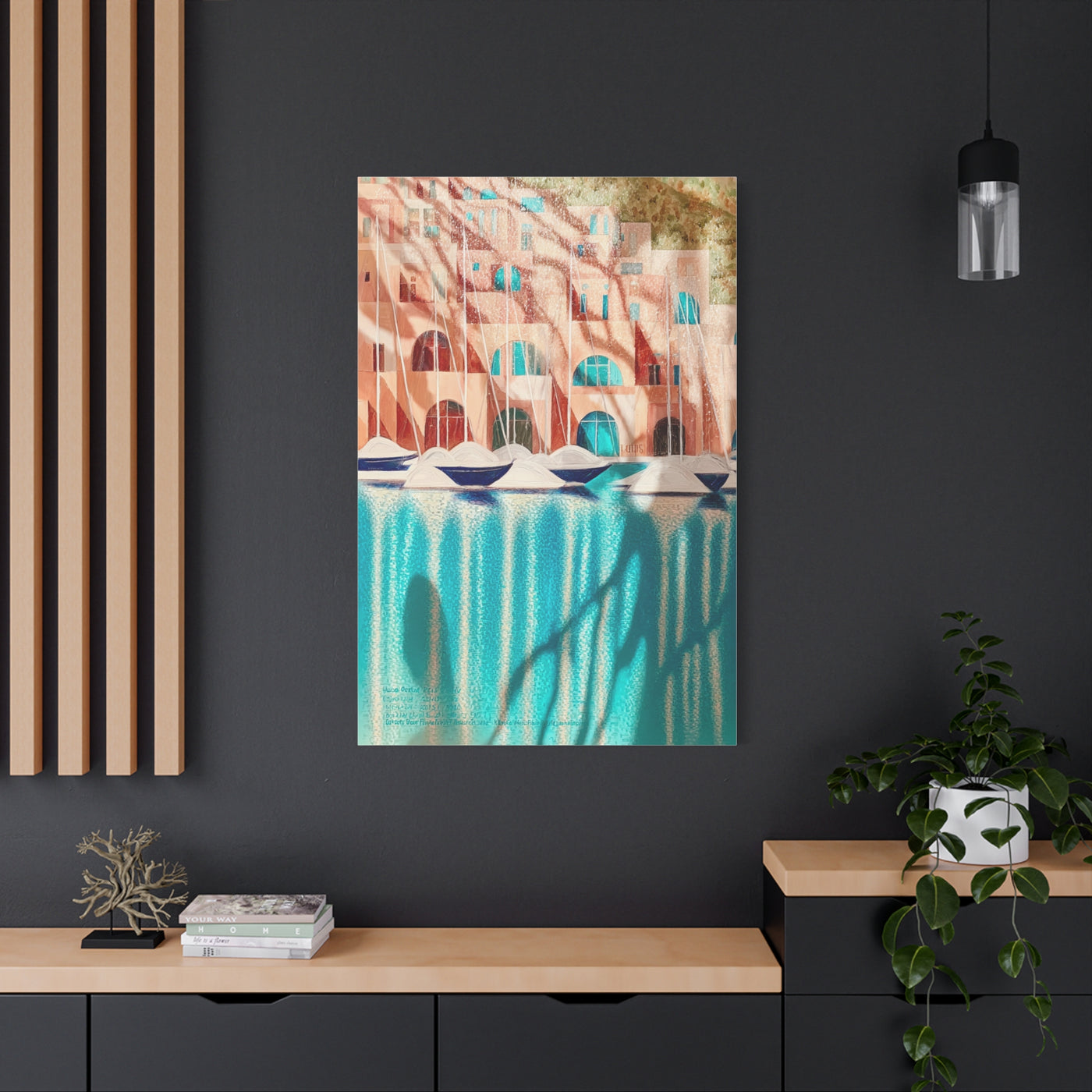 Modern Cubist Harbor Painting Wall Art & Canvas Print