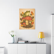 Whimsical Retro Frog and Mushroom Composition Wall Art & Canvas Print
