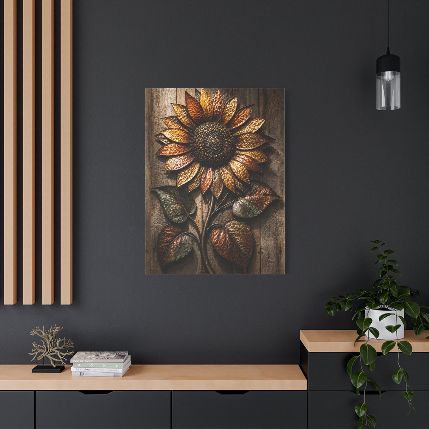 Hammered Metal Sunflower Sculpture Wall Art & Canvas Print