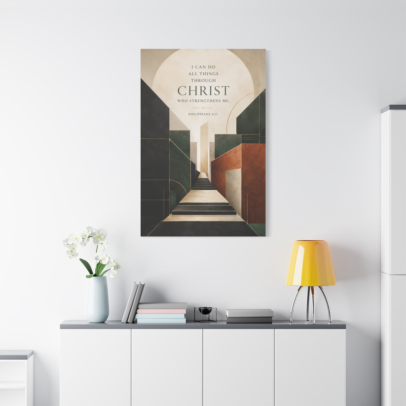 Philippians 4:13 Geometric Path Scripture Wall Art & Canvas Print