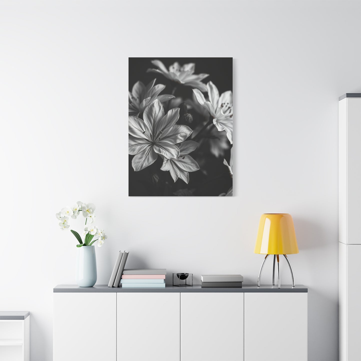 Ebony Whiteness Petal Tableau Wall Art & Canvas Print