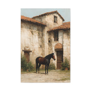 Rustic Courtyard Horse Scene Wall Art & Canvas Print