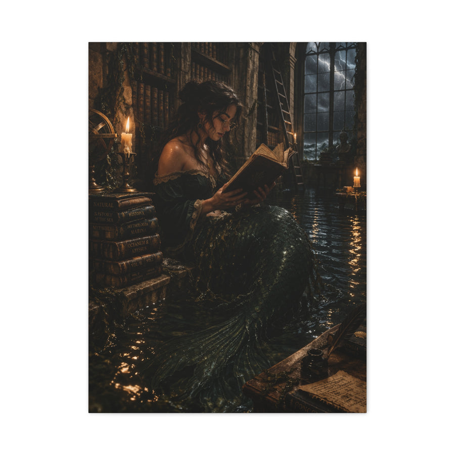 Dark Academia Mermaid Library Wall Art & Canvas Print