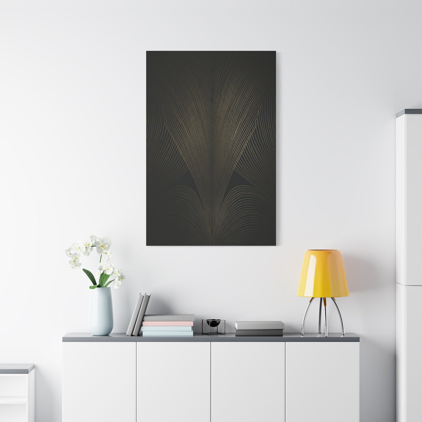 Black and Gold Deco Wave Pattern Wall Art & Canvas Prints