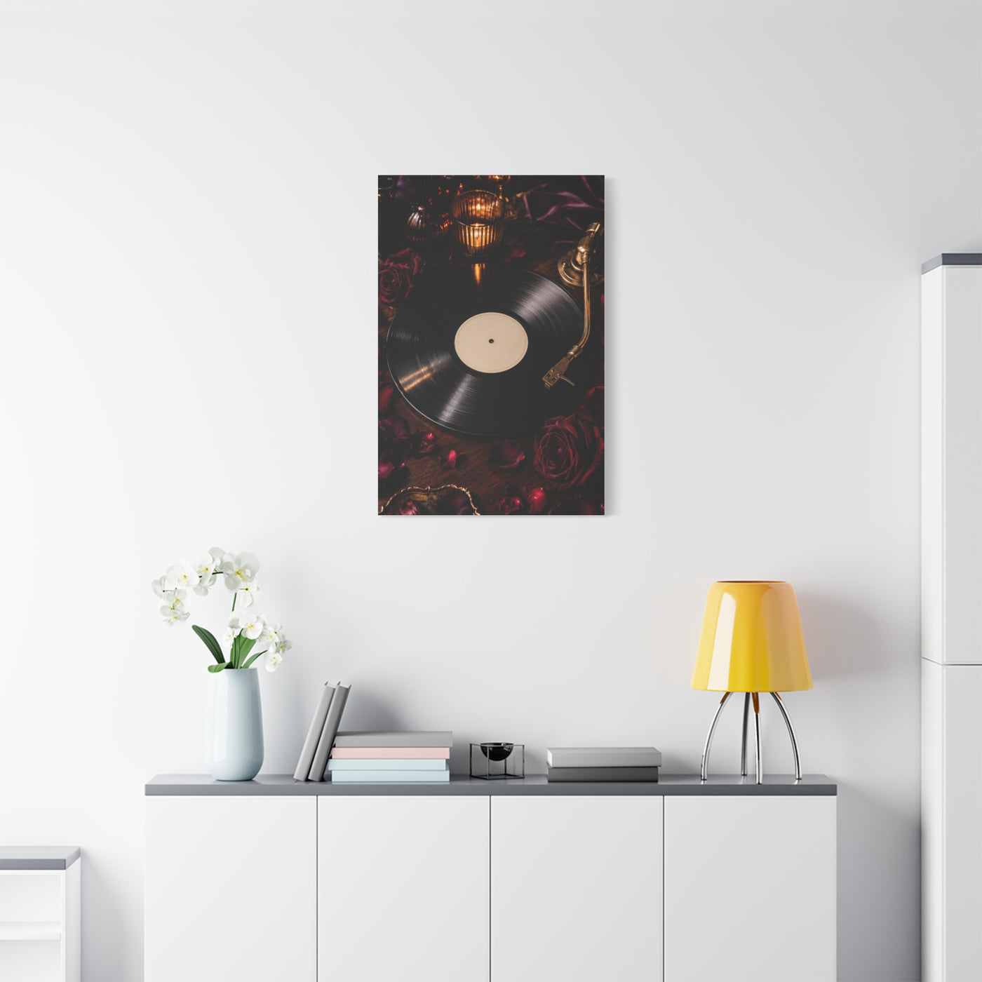 Vinyl Record Candlelit Romance Still Life Wall Art & Canvas Print