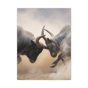 Bulls Clashing Horns Dramatic Wildlife Wall Art & Canvas Print