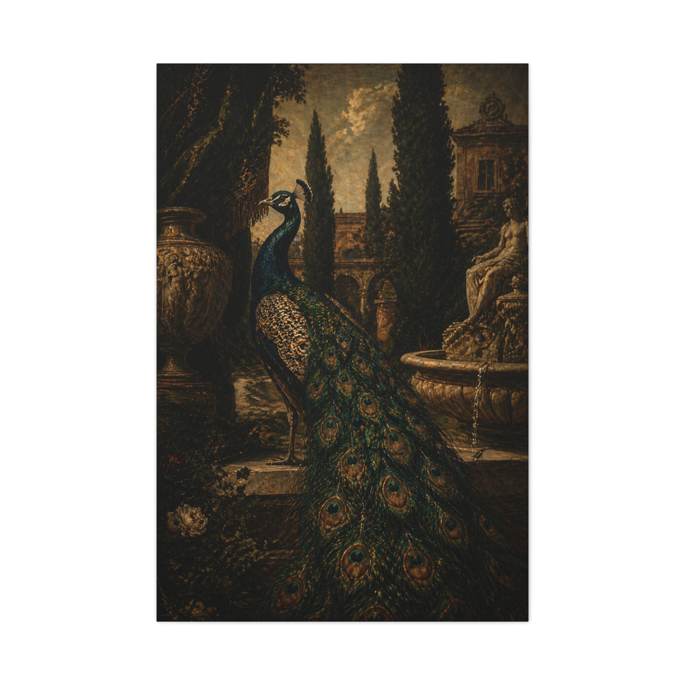 Renaissance Garden Peacock Wall Art & Canvas Print