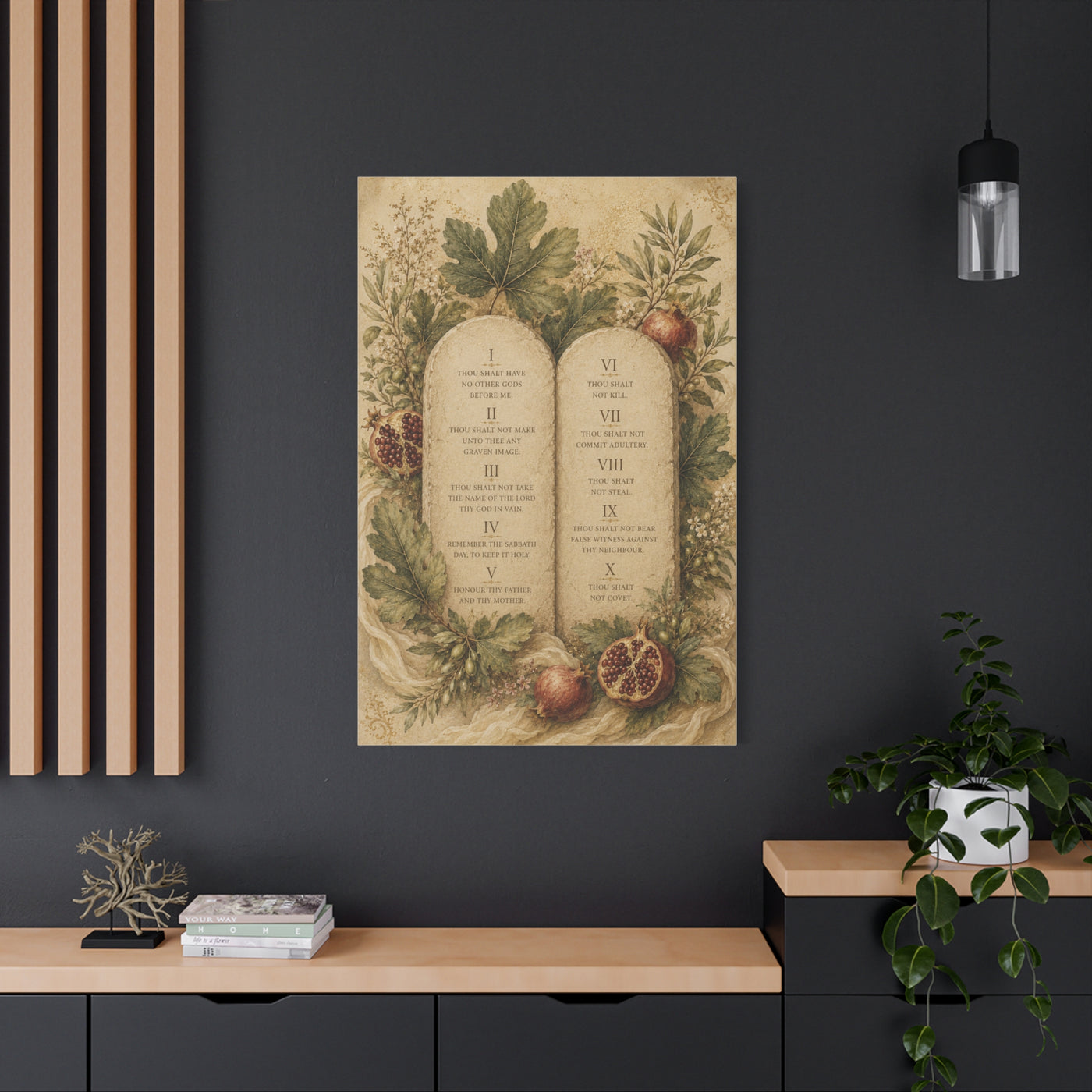 Ten Commandments Botanical Scripture Wall Art & Canvas Print