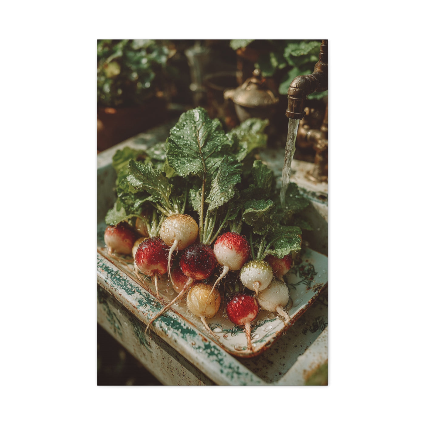 Fresh Garden Radishes Farm Sink Wall Art & Canvas Print