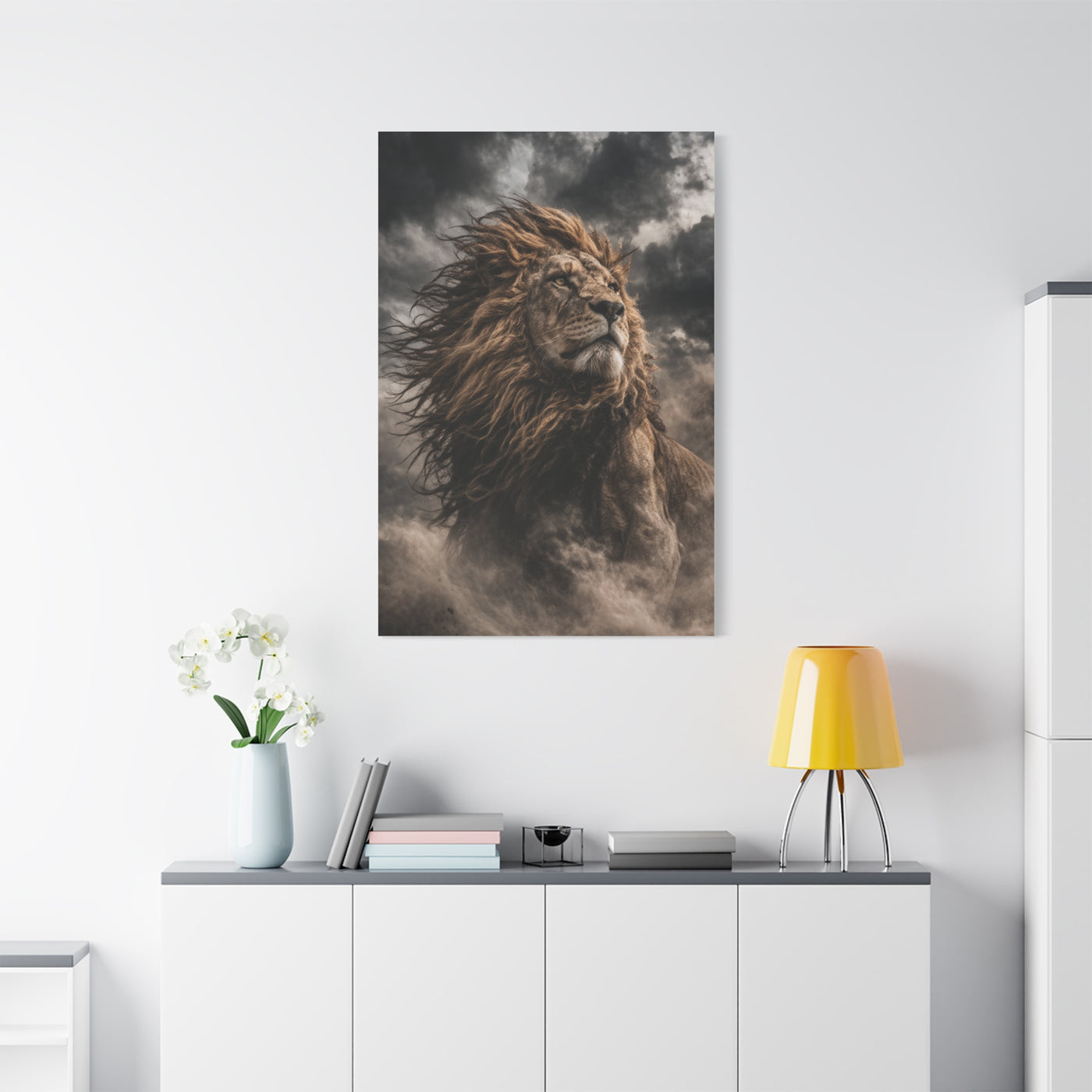 Storm King Lion Dramatic Portrait Wall Art & Canvas Print