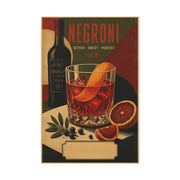 Vintage Negroni Cocktail Poster Wall Art & Canvas Print
