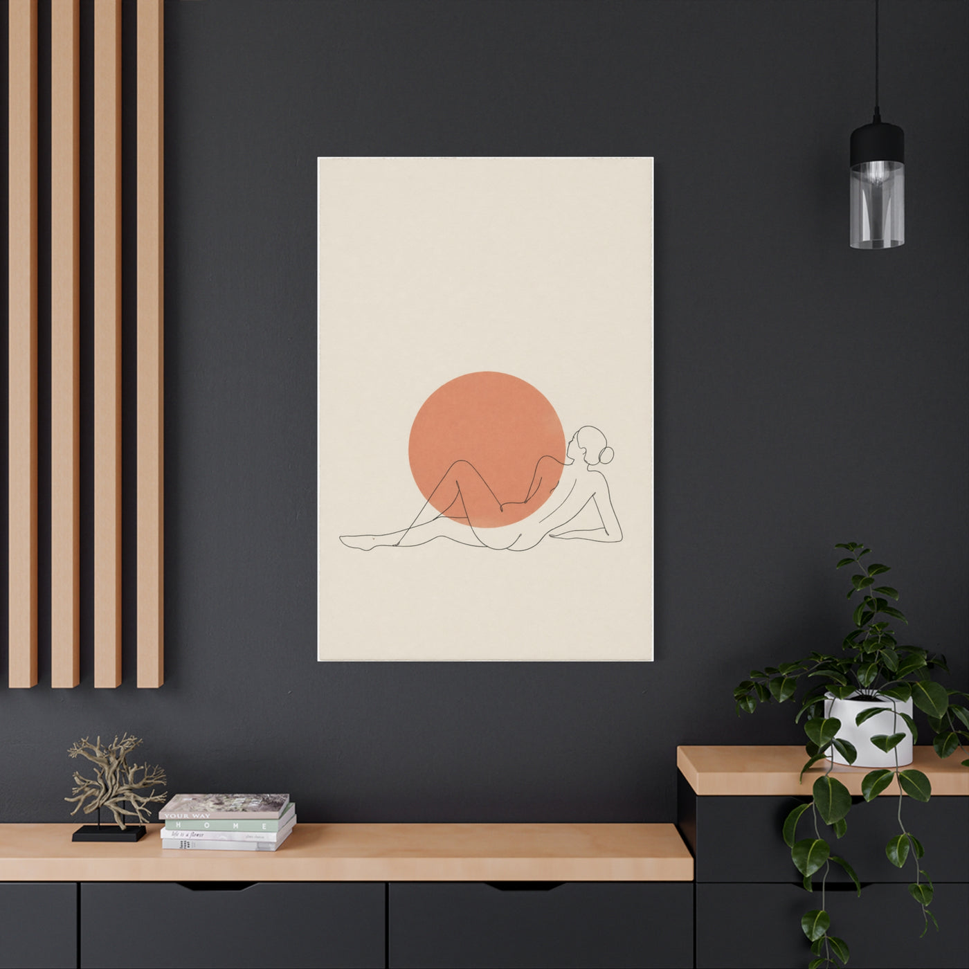 Reclining Line Figure Sun Composition Wall Art & Canvas Print
