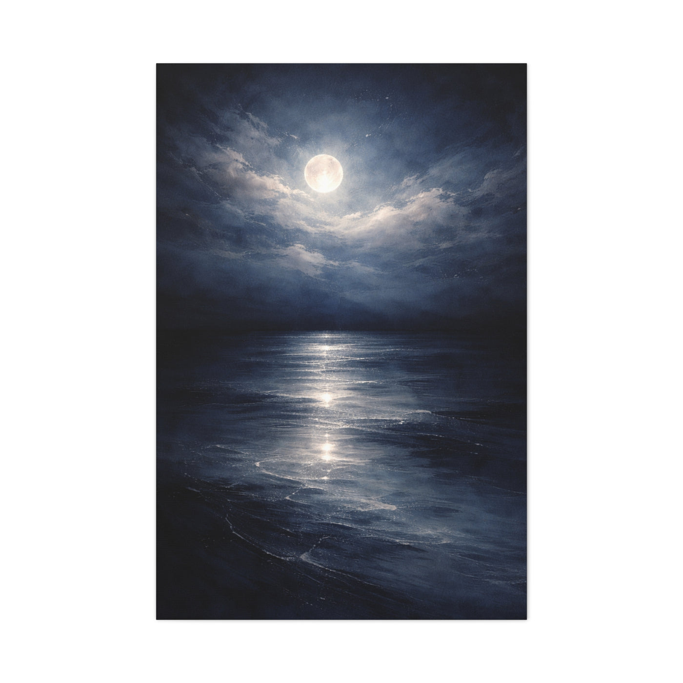 Moonlit Ocean Horizon Wall Art & Canvas Print