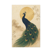 Japandi Moon Peacock Minimal Wall Art & Canvas Print