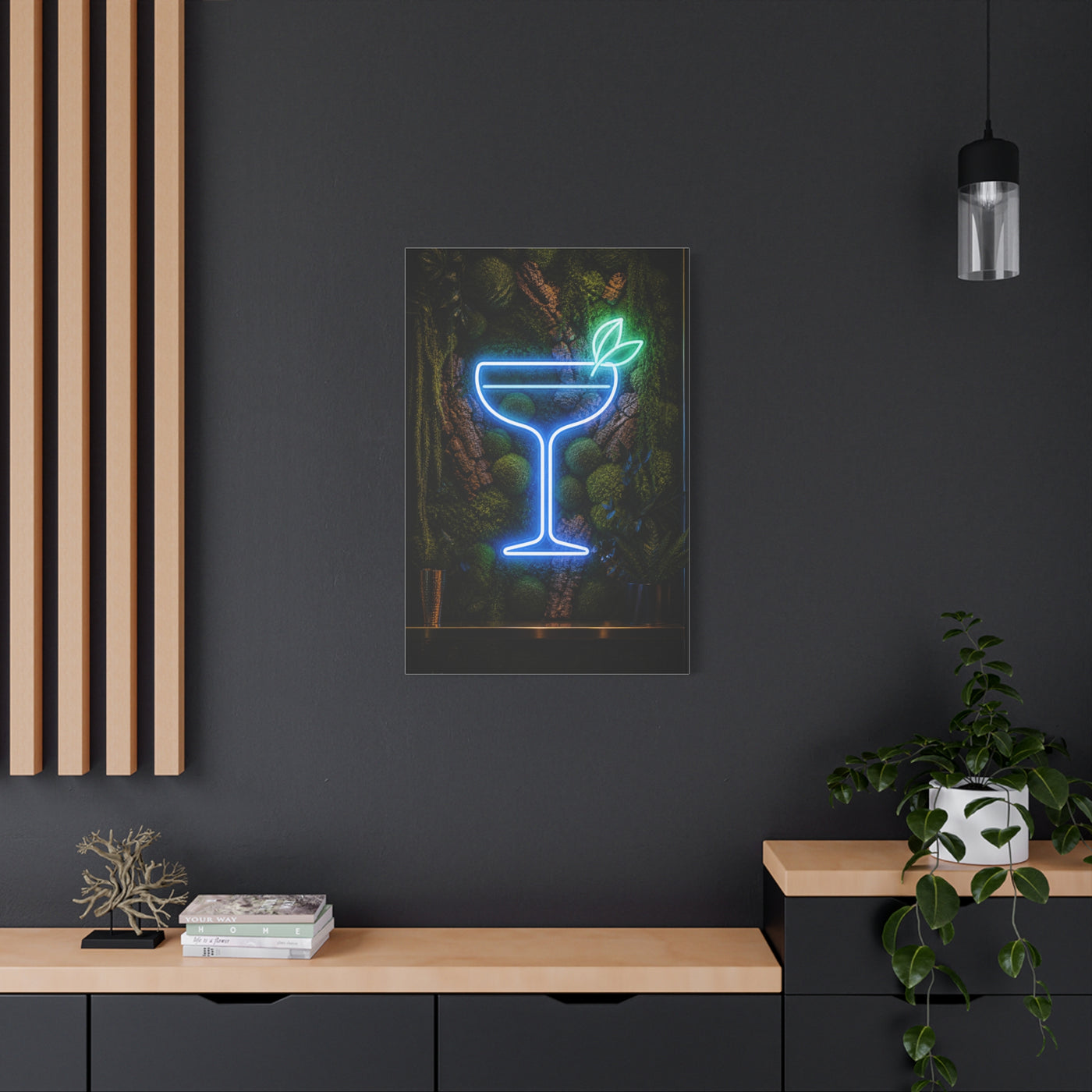 Moss Neon Cocktail Sculpture Wall Art & Canvas Print