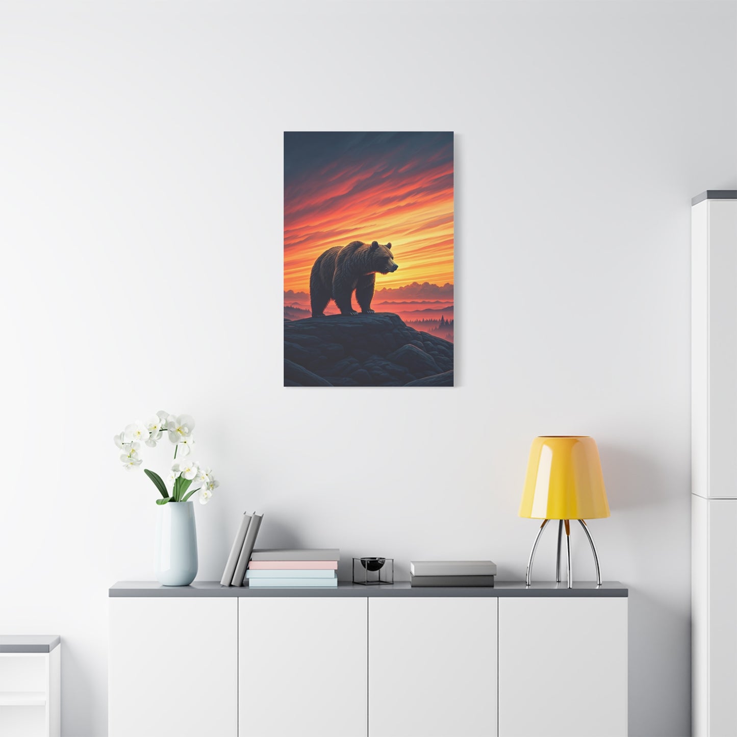 Sunset Summit Bear Silhouette Wall Art & Canvas Prints