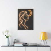 Neon Crescent Muse Line Art Wall Art & Canvas Print