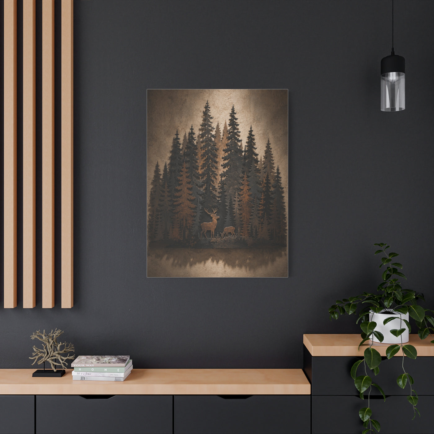 Forest Wildlife Silhouette Scene Trees Wall Art & Canvas Print