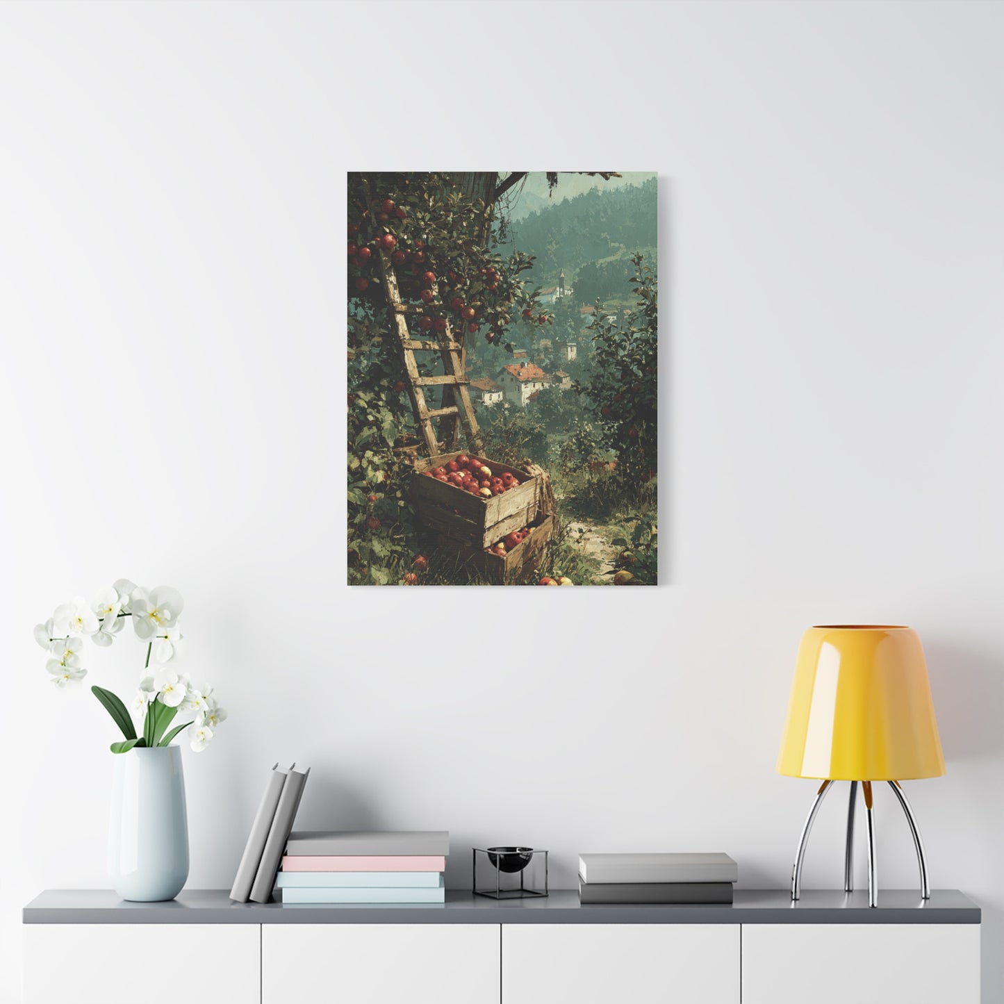 Apple Orchard Harvest Scene Wall Art & Canvas Print