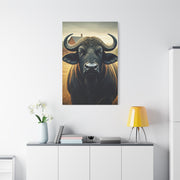 Symmetrical Cape Buffalo Portrait with Massive Curved Horns Wall Art & Canvas Print