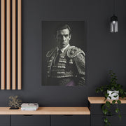 Stoic Warrior in Armor Black & White Wall Art & Canvas Prints