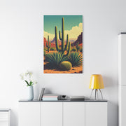 Sunlit Saguaro Desert Illustration Wall Art & Canvas Prints
