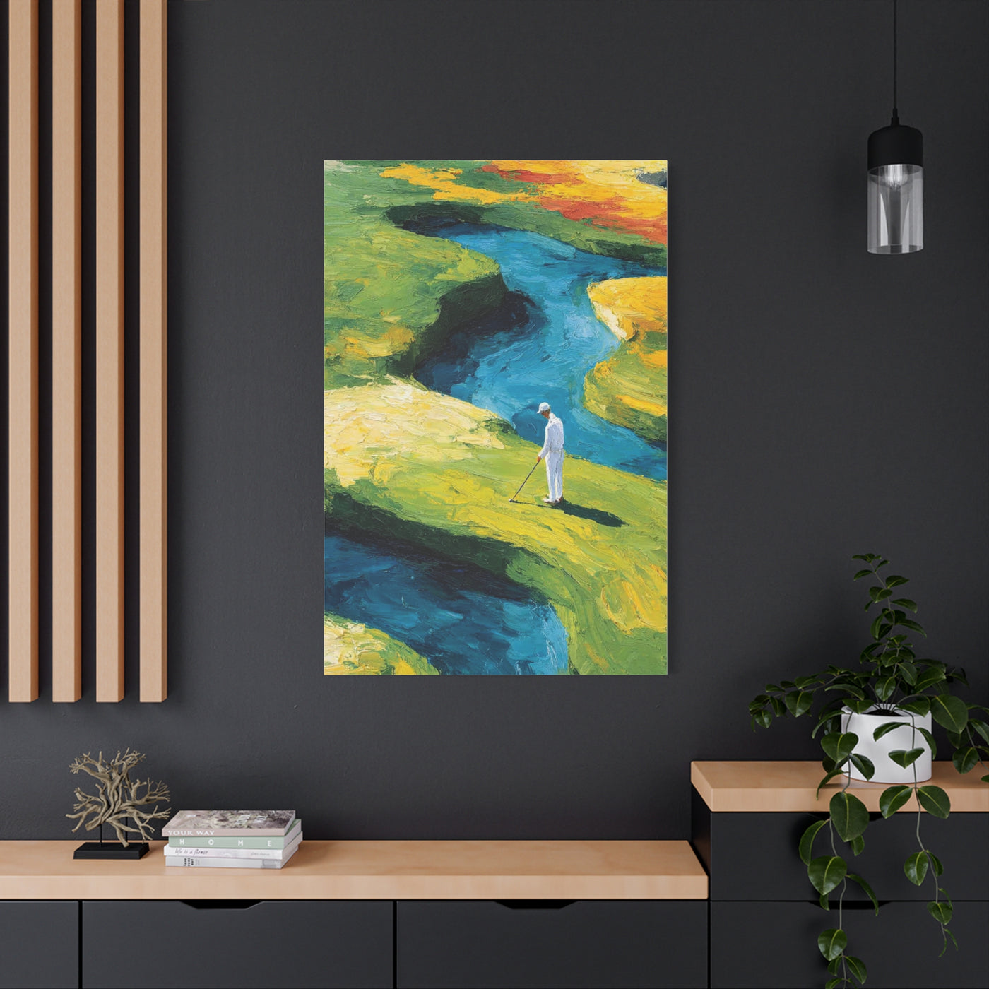 Impressionist Golf Course River Scene Wall Art & Canvas Print