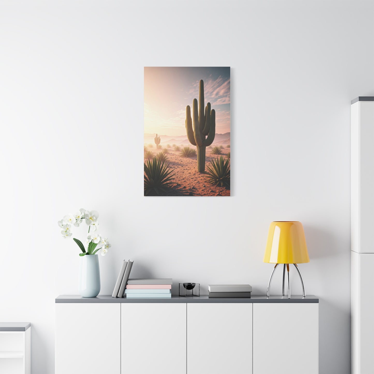 Desert Saguaro at Pastel Sunrise Wall Art & Canvas Prints