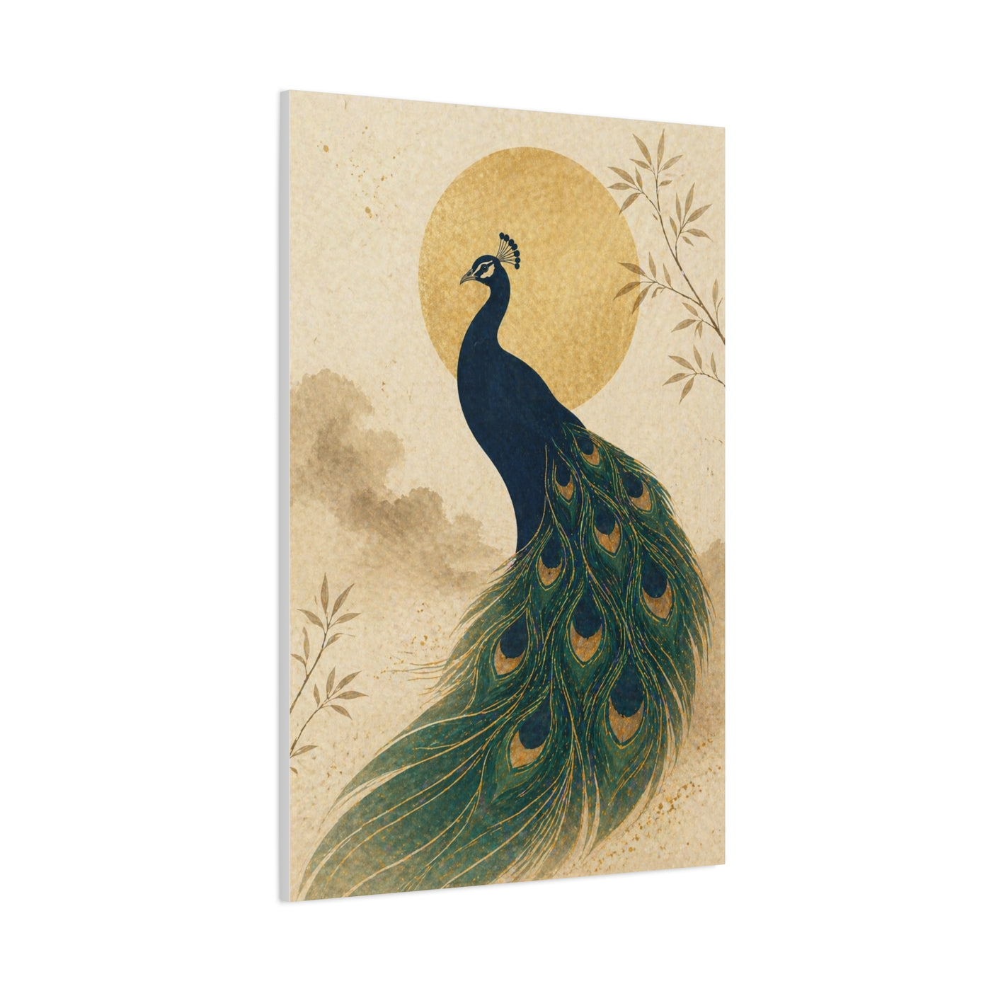 Japandi Moon Peacock Minimal Wall Art & Canvas Print