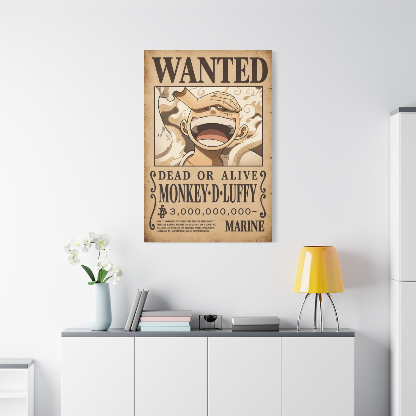 One Piece Monkey D. Luffy Gear 5 Wanted Poster Wall Art & Canvas Print