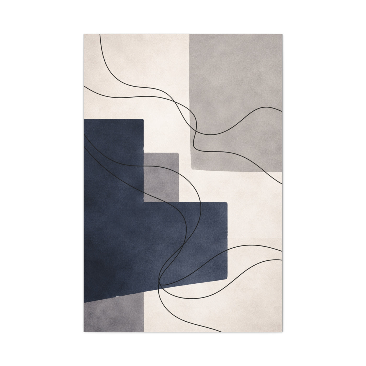 Navy Geometric Line Abstraction Wall Art & Canvas Print