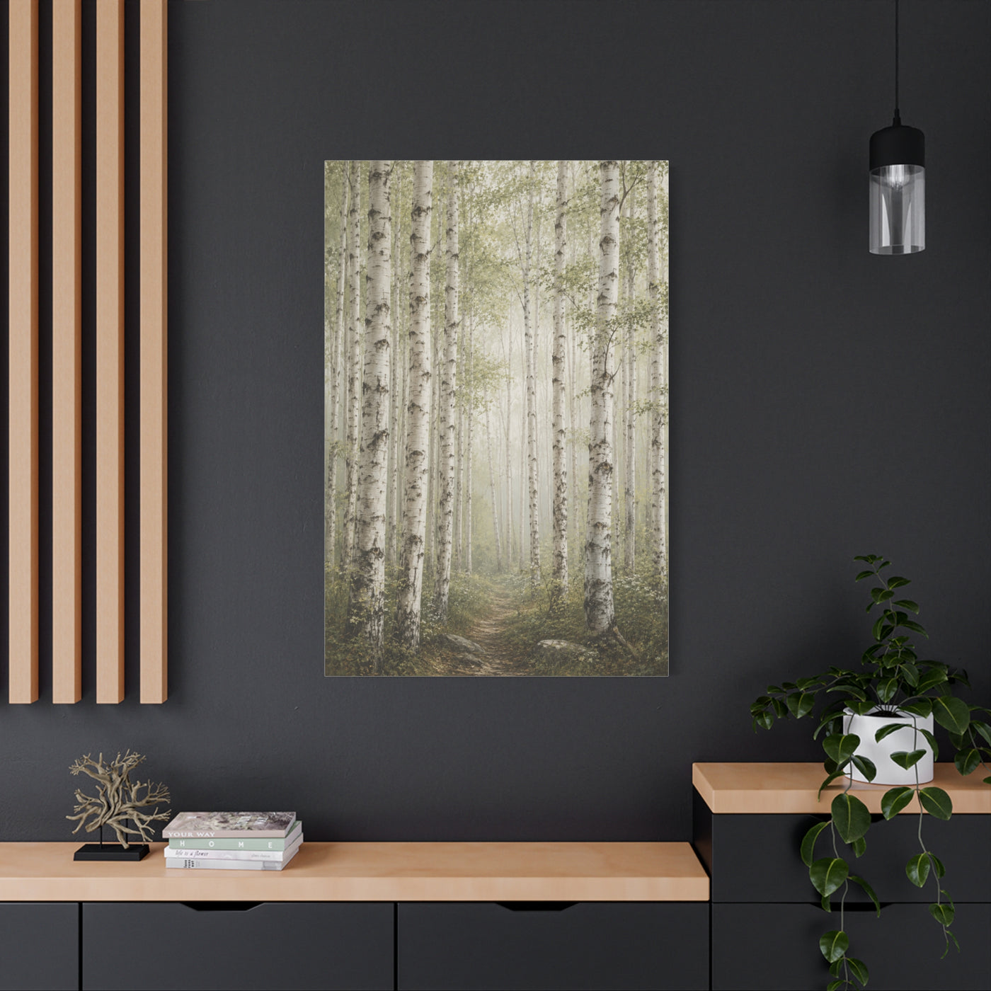 Light Birch Woodland Minimal Landscape Trees Wall Art & Canvas Print