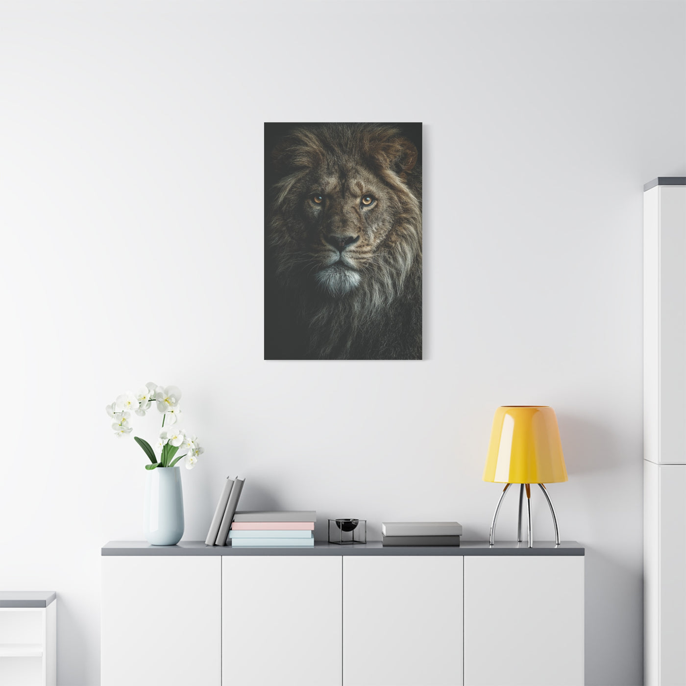 Lion Close Portrait Intense Gaze Wall Art & Canvas Print