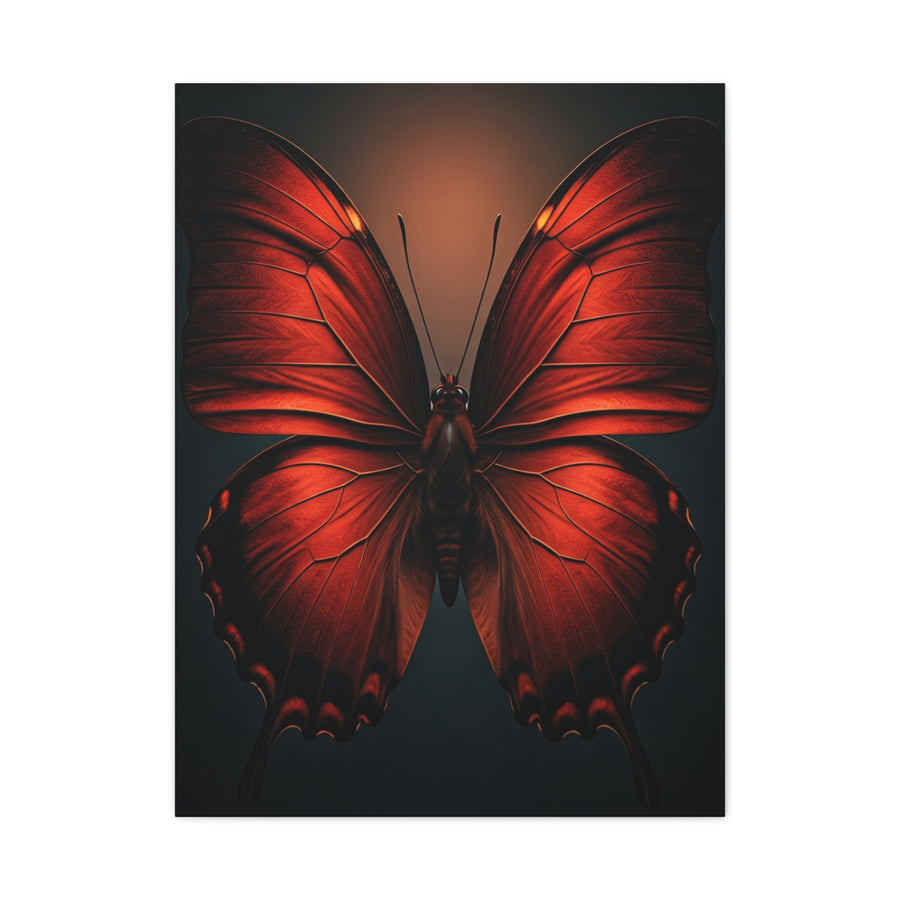 Crimson Ember Butterfly Symmetry Wall Art & Canvas Prints