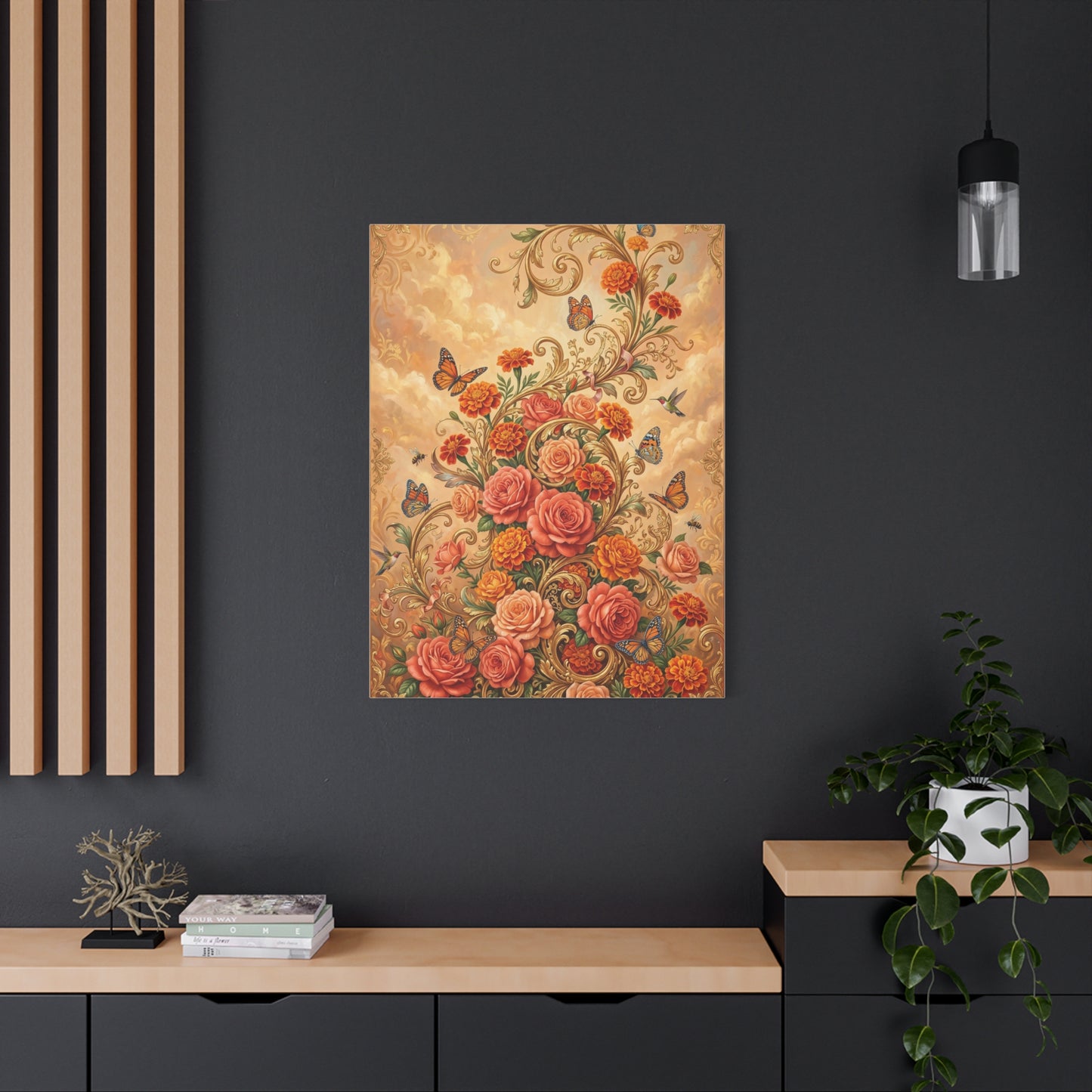Rococo Orange Floral Fantasy Wall Art & Canvas Print