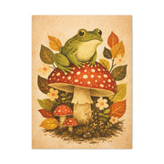 Whimsical Retro Frog and Mushroom Composition Wall Art & Canvas Print