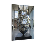 Geometric Chrome Wolf Head Sculpture Wall Art & Canvas Print