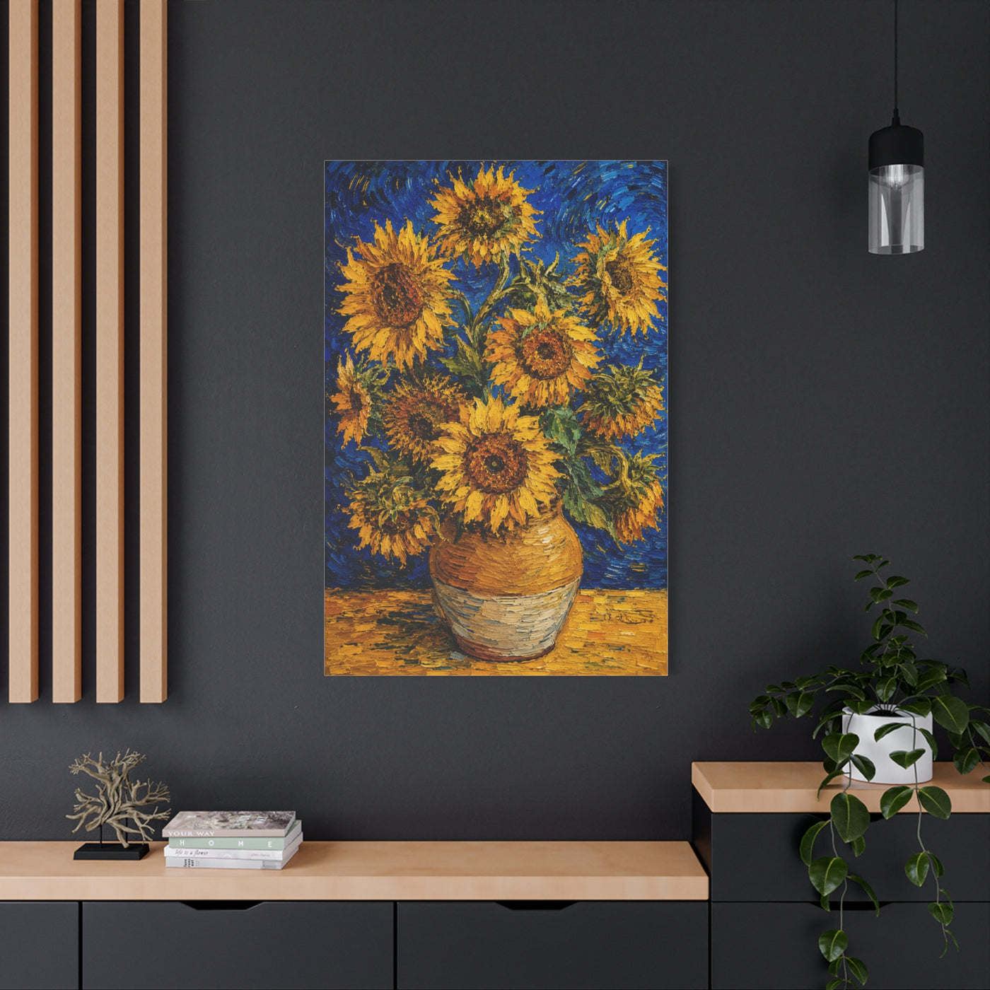 Impressionist Sunflower Vase Painting Wall Art & Canvas Print