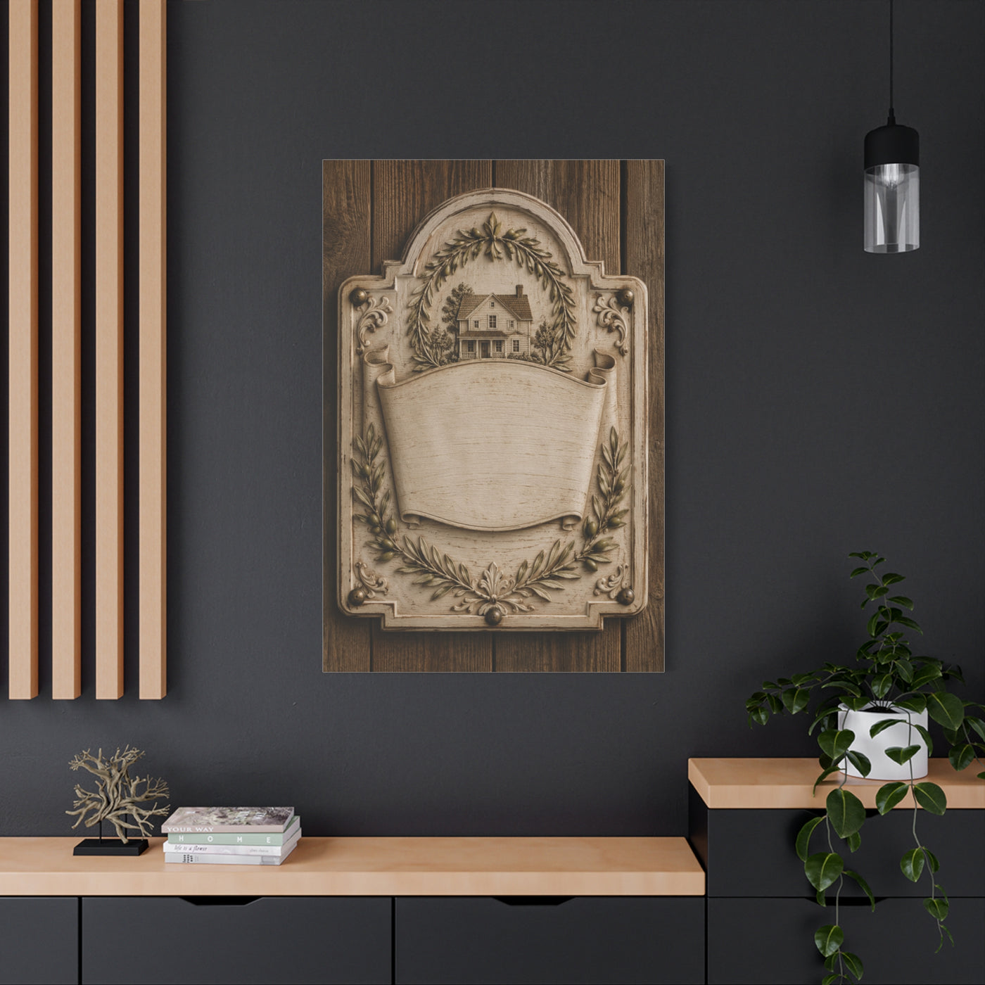Home Blessing Carved Scripture Plaque Wall Art & Canvas Print