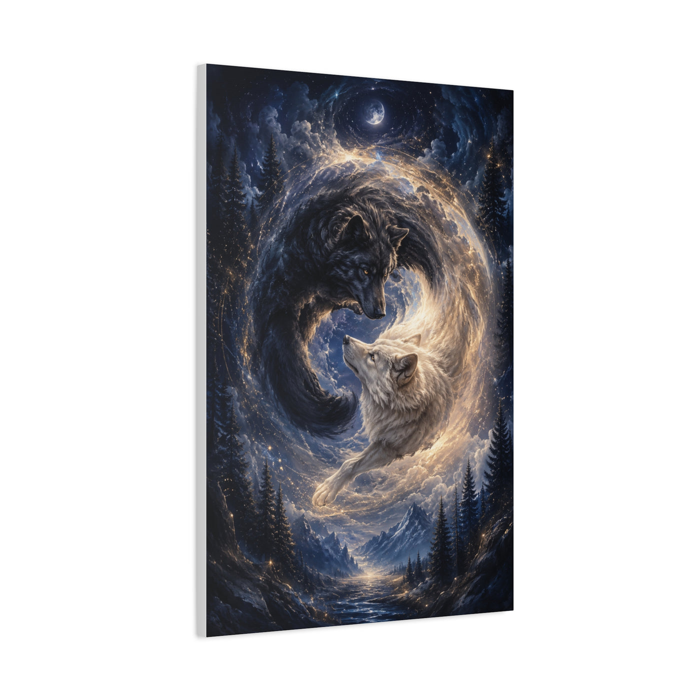 Celestial Wolf Pair Energy Vortex Wall Art & Canvas Print