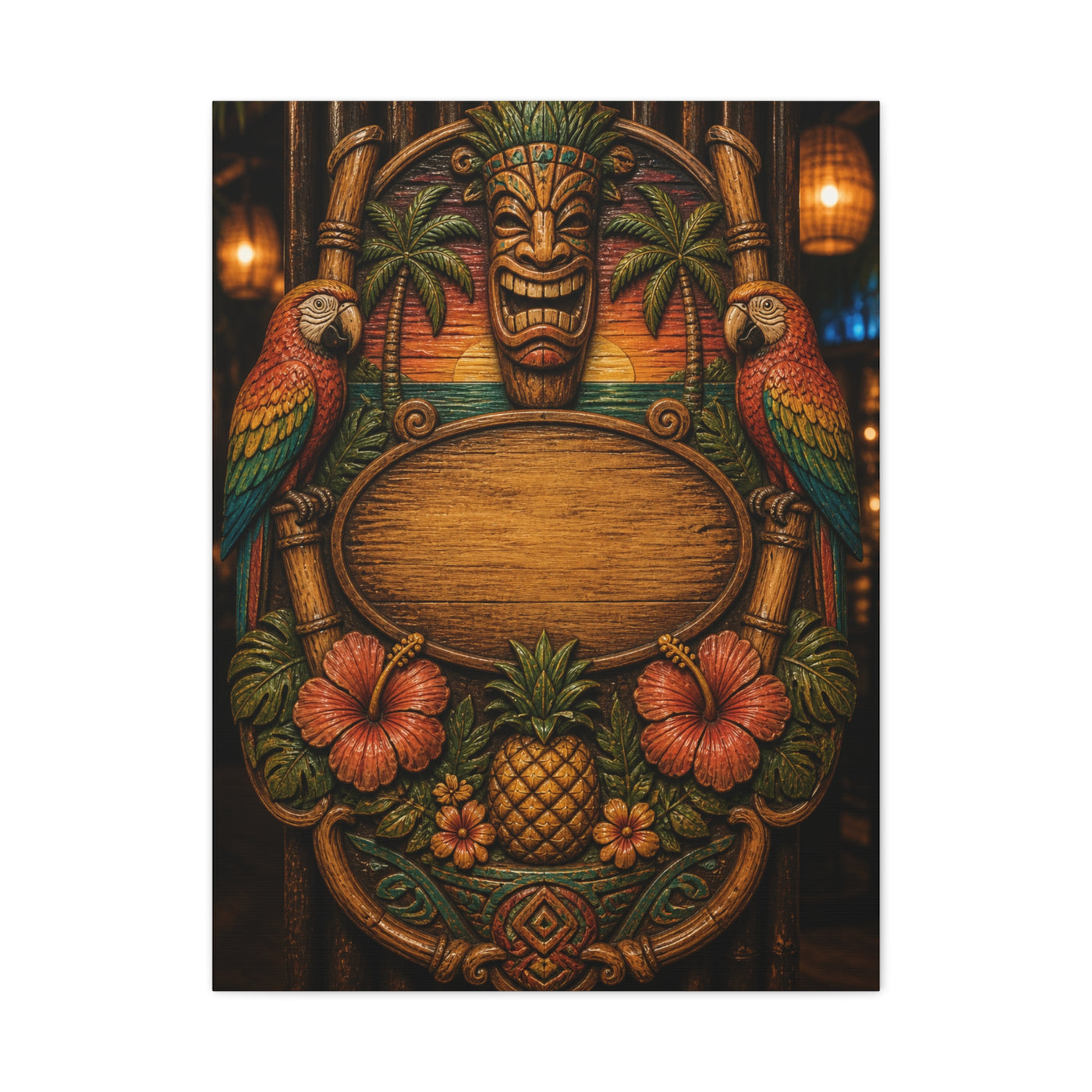 Tropical Tiki Bar Crest Wall Art & Canvas Print