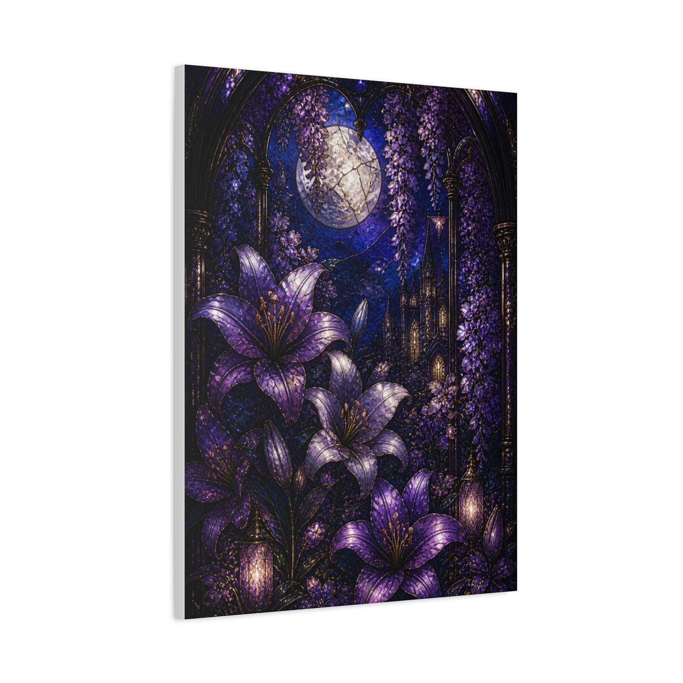 Stained Glass Violet Cathedral Garden Wall Art & Canvas Print