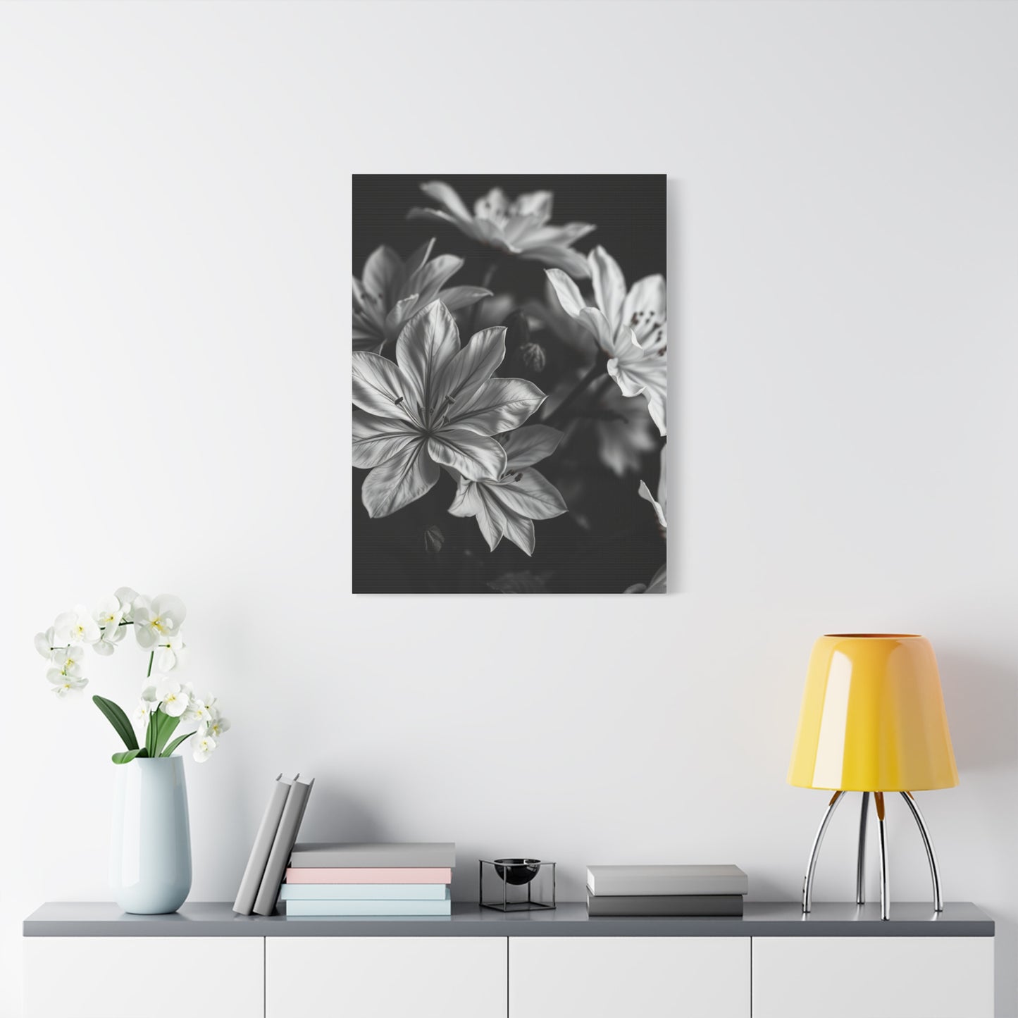 Ebony Whiteness Petal Tableau Wall Art & Canvas Print