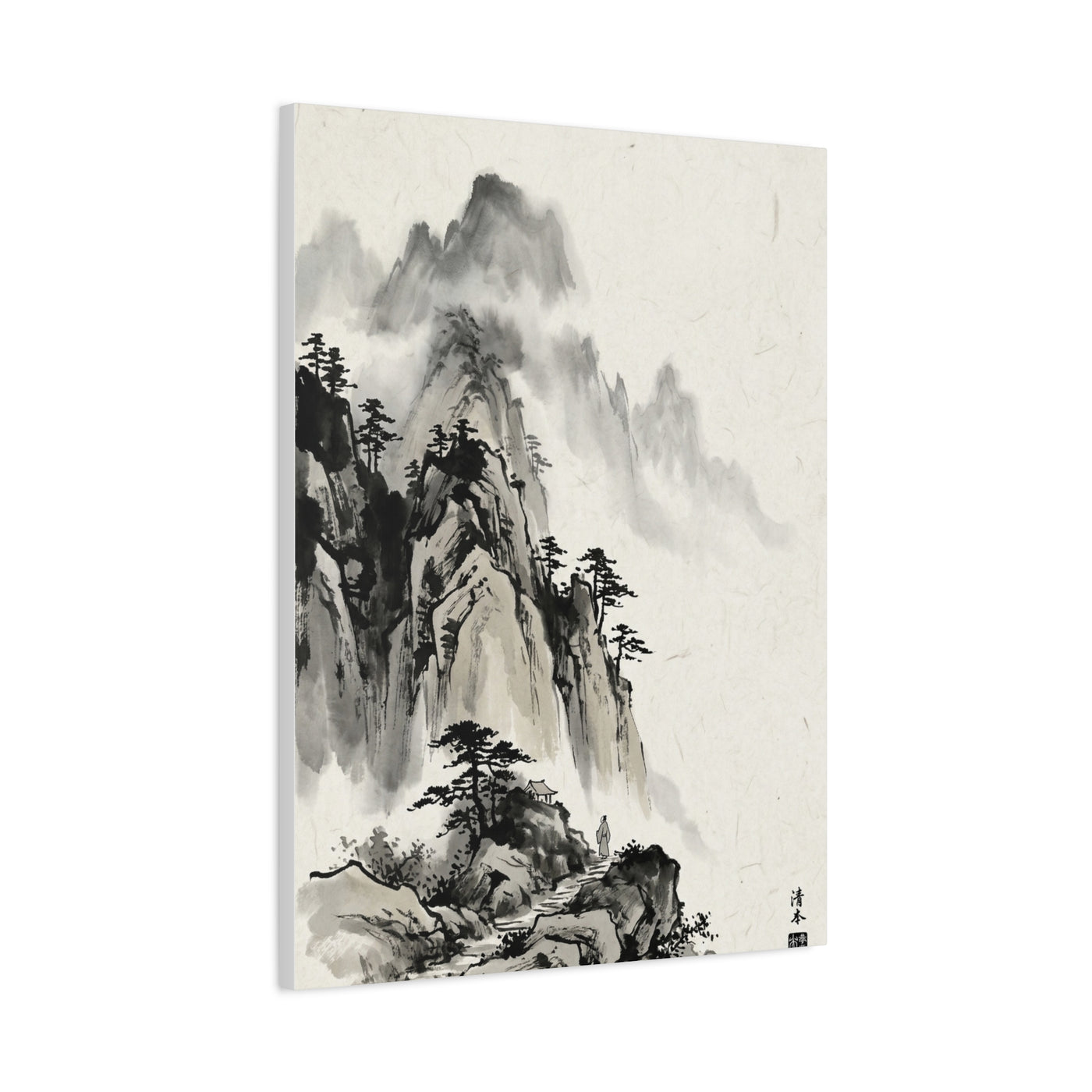 Japanese Sumi-e Mountain Path Wall Art & Canvas Print