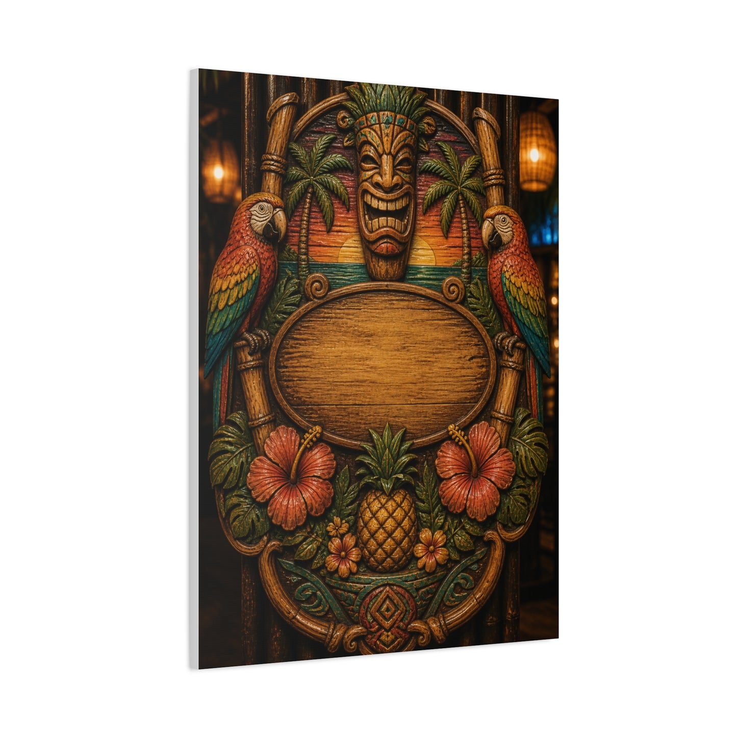 Tropical Tiki Bar Crest Wall Art & Canvas Print