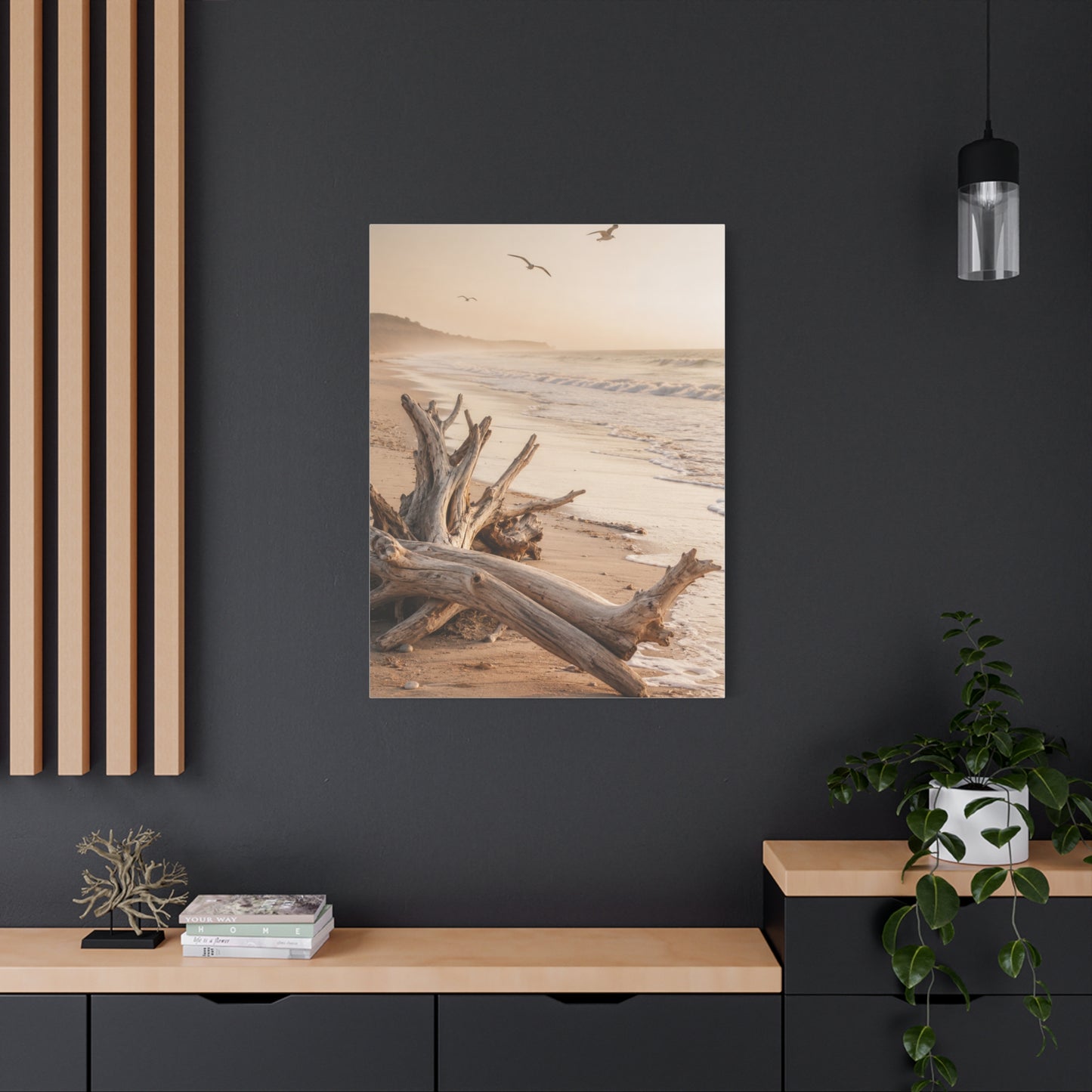 Driftwood Coastal Stillness Shore Wall Art & Canvas Print