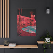 Pink Neon Pool Night Scene Wall Art & Canvas Print