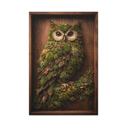 Biophilic Moss Owl Shadowbox Wall Art & Canvas Print
